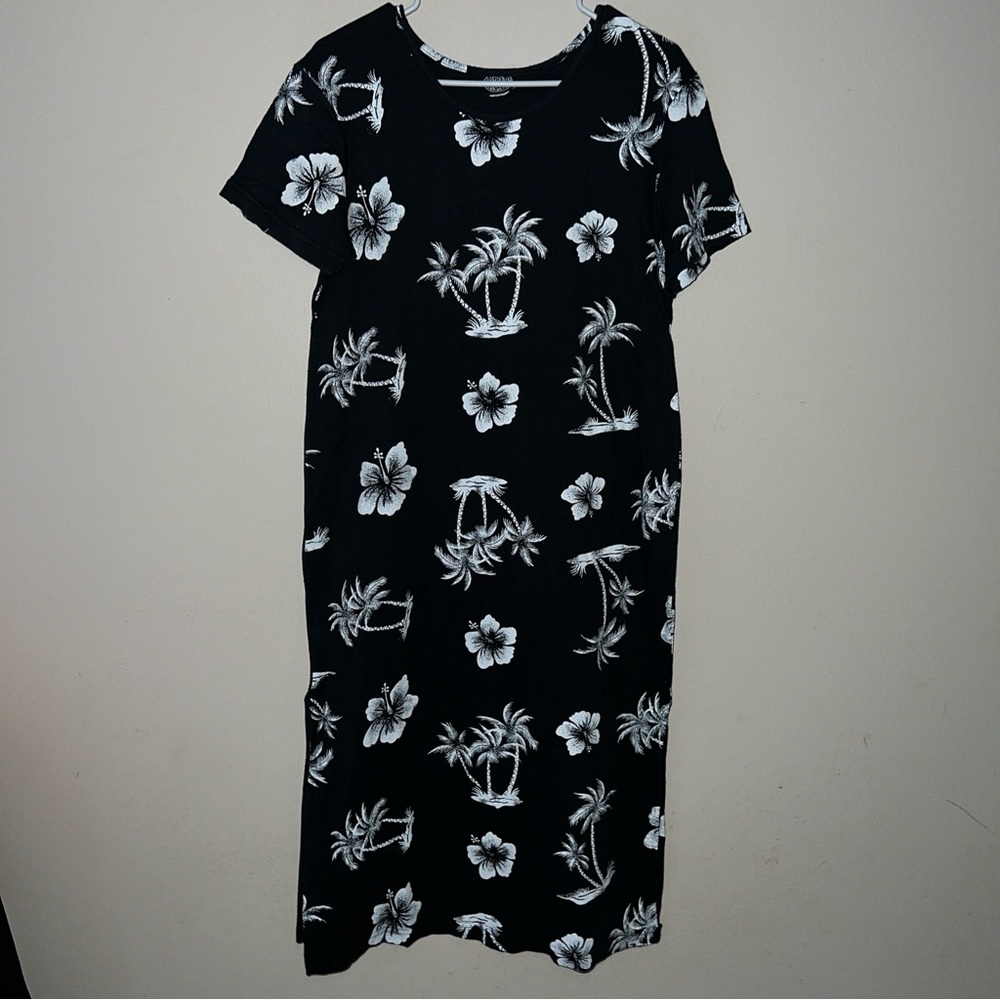 Kowah Hawaiian Dress Women’s Medium Black White Floral